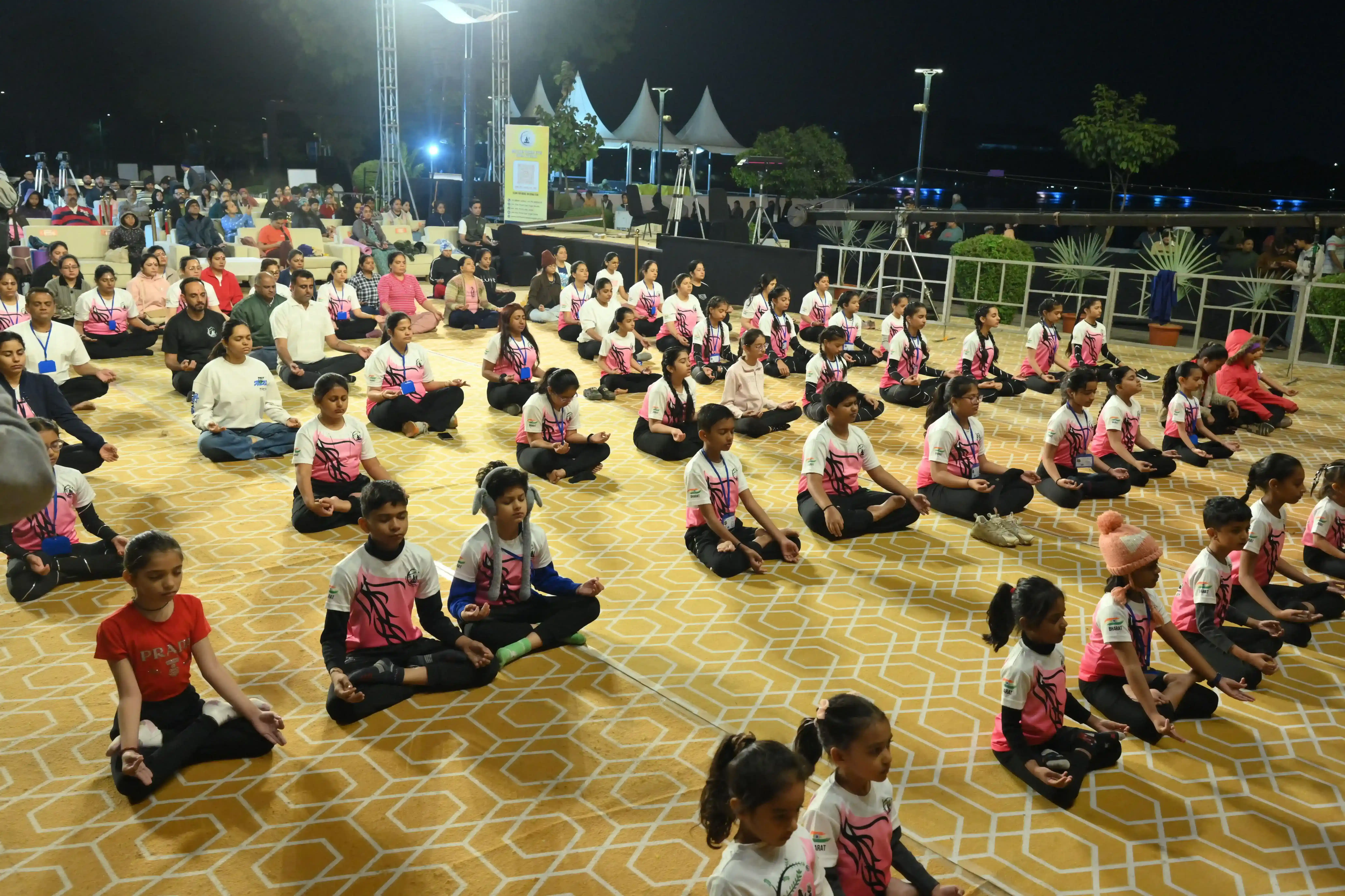 Practitioners engaged in seated meditation for mental clarity and stress reduction.