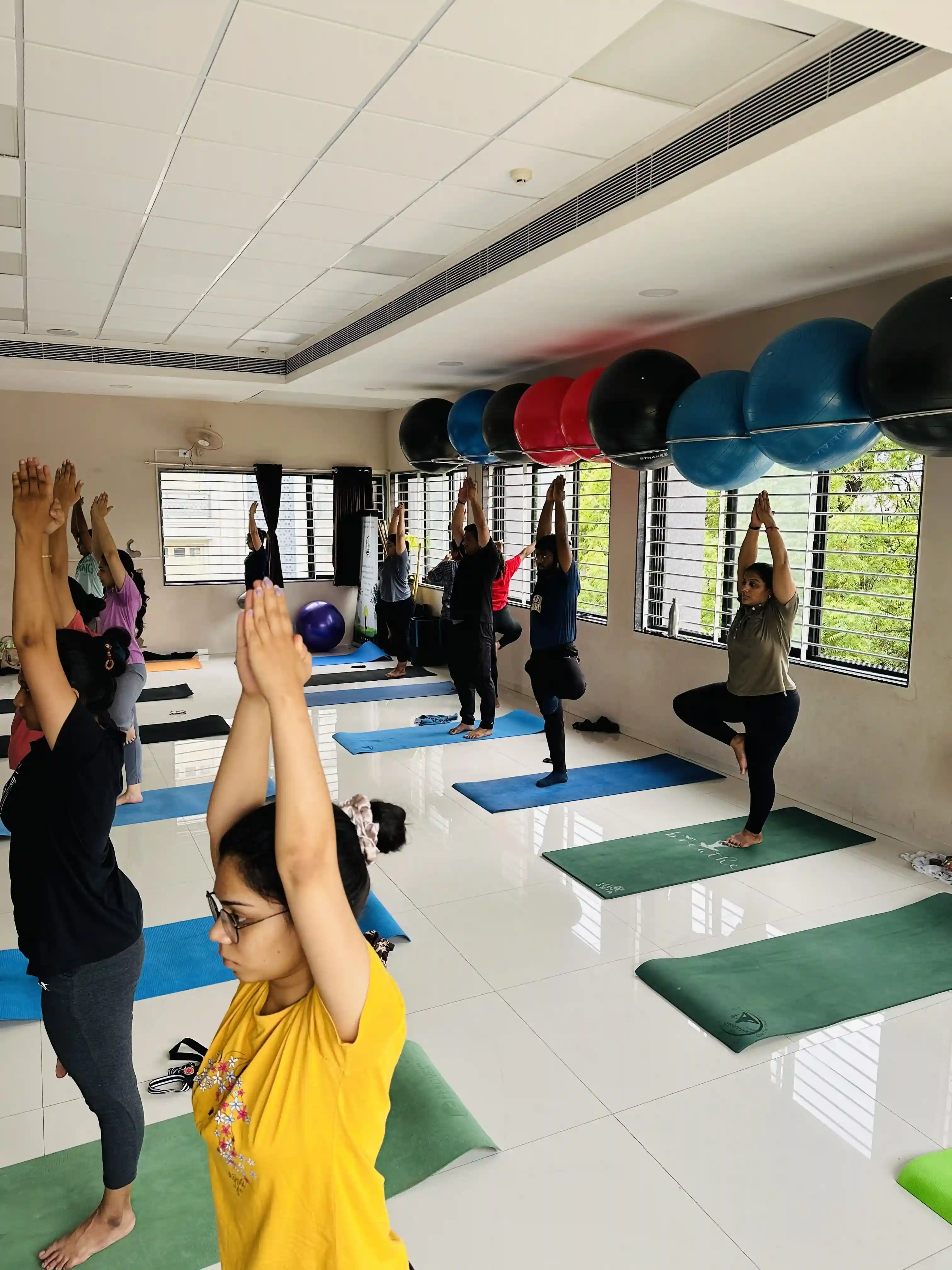 Ladies yoga class session in Ahmedabad